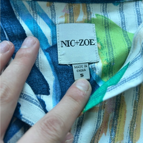 NIC + ZOE Scribble Vines Shirt Dress Size Small Green Blue Preppy NWOT - Picture 8 of 11